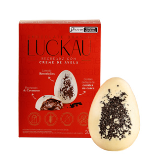 Ovo de Páscoa Chocolate Branco recheado com Avelã - Sem glúten, lactose e adição de açúcares - Luckau - 300g
