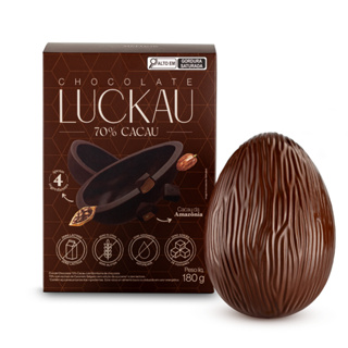 Ovo de Páscoa Chocolate 70% Cacau - Sem glúten, lactose e adição de açúcares - Luckau - 180g