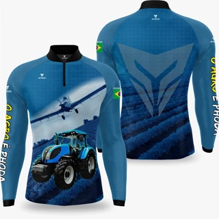 Camisa Agro Matreiro Proteção UV50 - Trator Azul Agropecuária Squad Promo