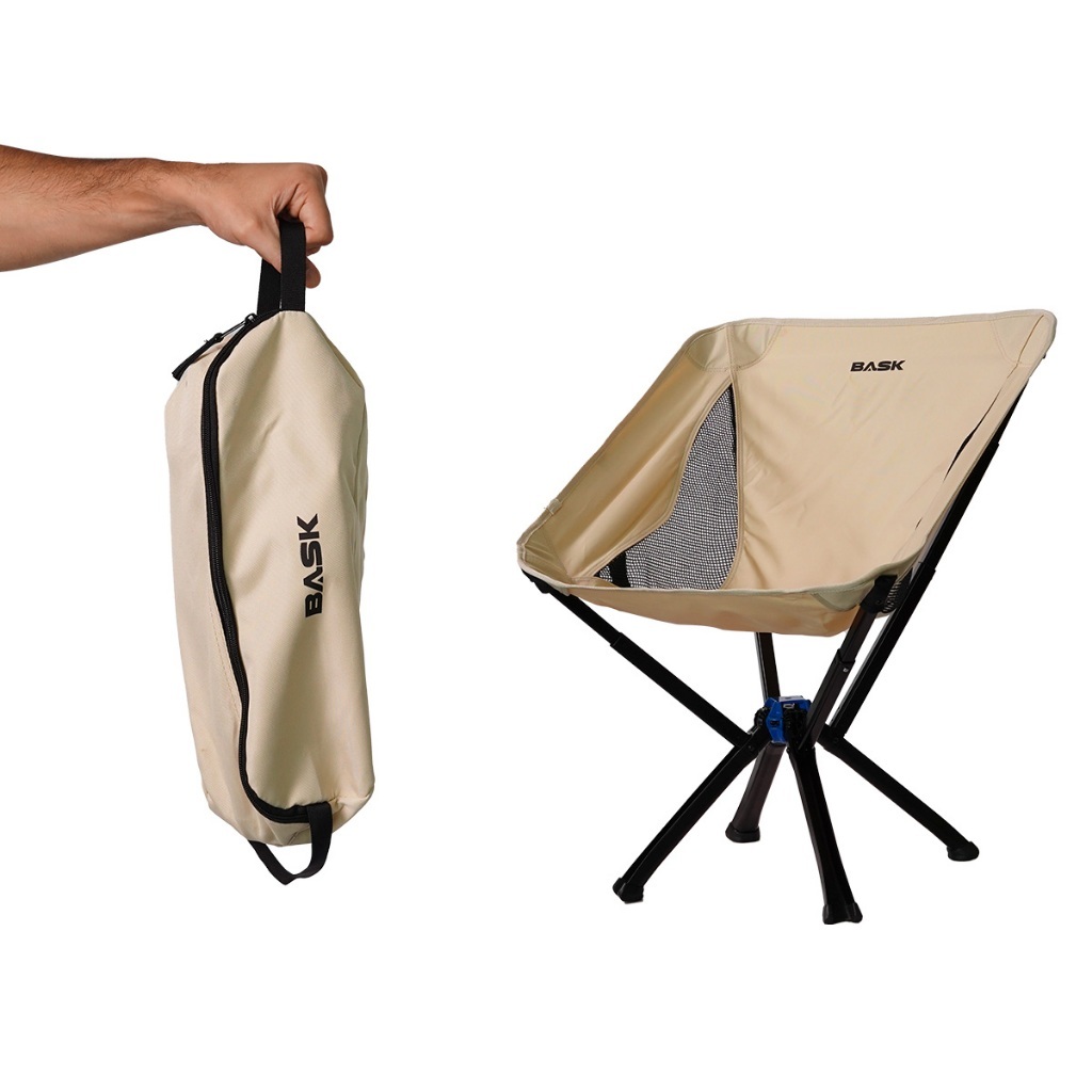 Cadeira Dobrável Alumínio Portátil Confortável Camping Pesca Quintal Bask Com Saco De Armazenamento