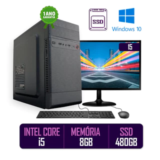 Computador Completo Intel I5 8gb Ssd 120gb Hd 1tb Windows 10 Monitor 19 Led Hdmi Kit Best Pc