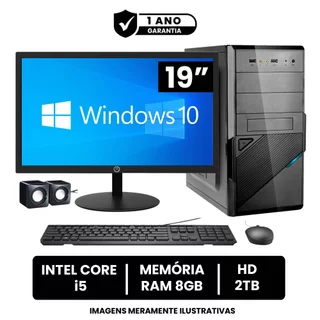 Computador Completo Intel Core I5 8gb de Ram Hd 2tb Monitor Led 19" Hdmi + Windows 10