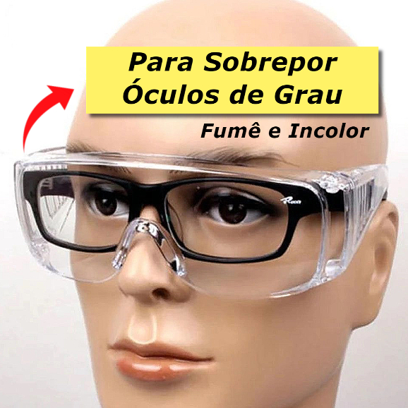 Óculos De Proteção Sobrepor Óculos De Grau Protector Segurança Epi / Ca 40186 / 45463