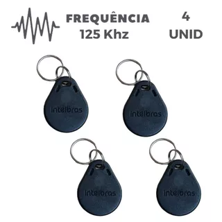 Kit 4 unid Chaveiro Tag Th 1000 125 Khz Rfid Intelbras Preto de Aproximação para controle Acesso