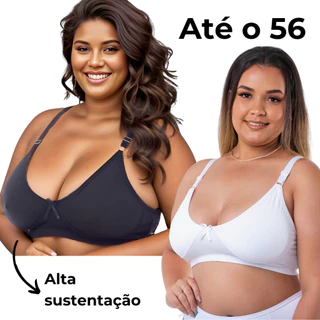 Kit 2 Sutiãs Plus Size Reforçado Sem Bojo Alça Reforçada Alta Sustentação
