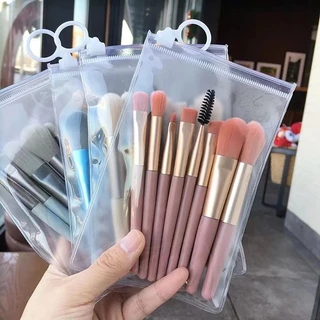 Pincel Maquiagem Kit 8 Peças Conjunto De Pincéis DeMaquiagem com Estojo Transparente Para Viagem