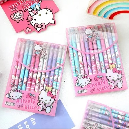 Caneta em gel apagável sanrio importada Hello Kitty + 10 adesivos