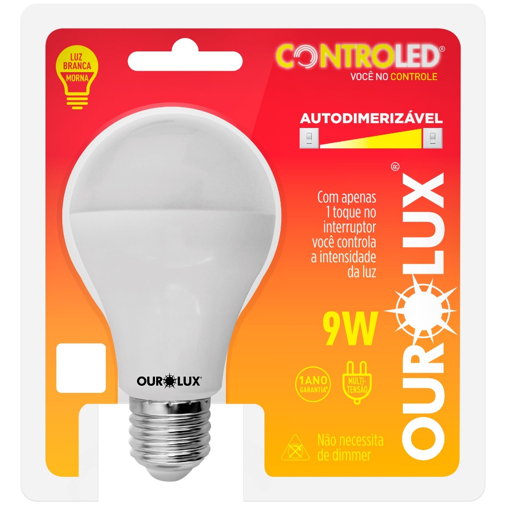Lâmpada Led Controled Autodimerizável 9w Luz Quente 2700k