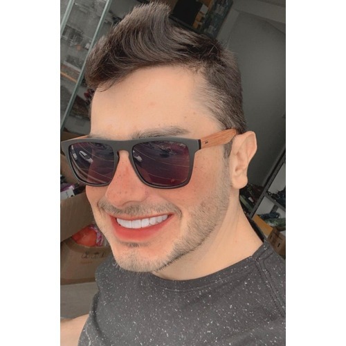 Óculos de Sol Pernas de Madeira Lentes Marrom Estilo Moda Praia Oferta