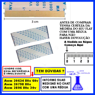 2 Cabos Flat 60 Vias X 10cm Para Tv Tcl 50p8m & Tv Philips 46pfl5508g/78