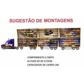 Estante Porta Hotwheels P/50 Carrinhos cada módulo Mdf Adesivado Forma uma carreta