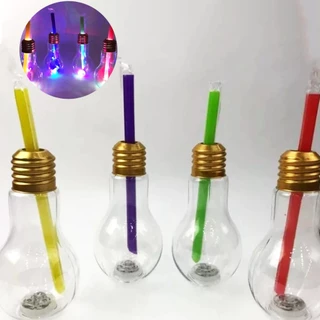 Copo Garrafa Festa Criativo Diferente Lâmpada 3 Modos Pisca Pisca Com Canudo Drinks Com Base de LED Com Baterias Inclusa 400ml - Presente Decorativo P/ Eventos & Reuniões P/ Agua Suco Bebidas Natal Réveillon Reuniões - Oferta Atacado Barato
