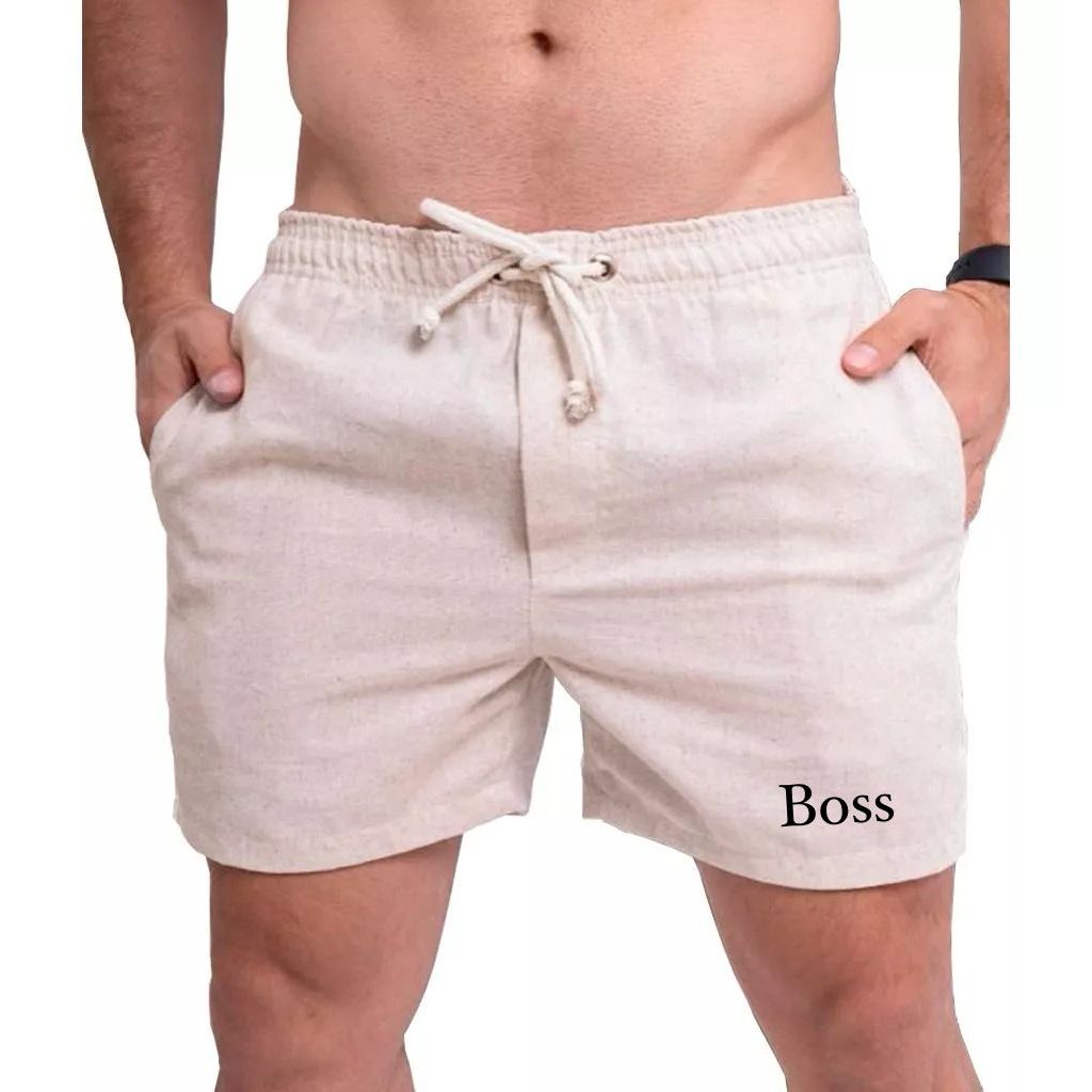 Short Linho Boss Masculino Básico Mauricinho Premium Alta Qualidade