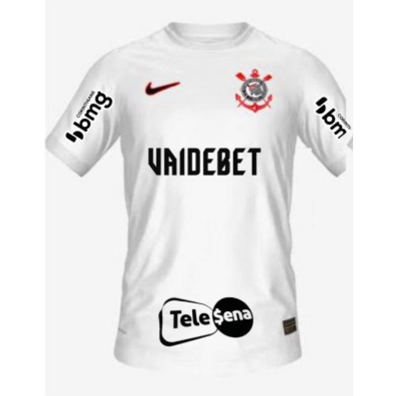 Camisa do Corinthians 2023/24 Masculina Branca Novo Patrocinador #vaidebet na Promoção