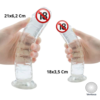 Consolo Grande Transparente 21 Cm Dildo Grosso De Silicone Com Ventosa