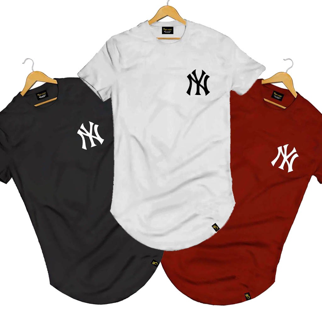 Kit 3 Camisa Camiseta Masculina Longline Blusa Algodão StreetWear USA Long