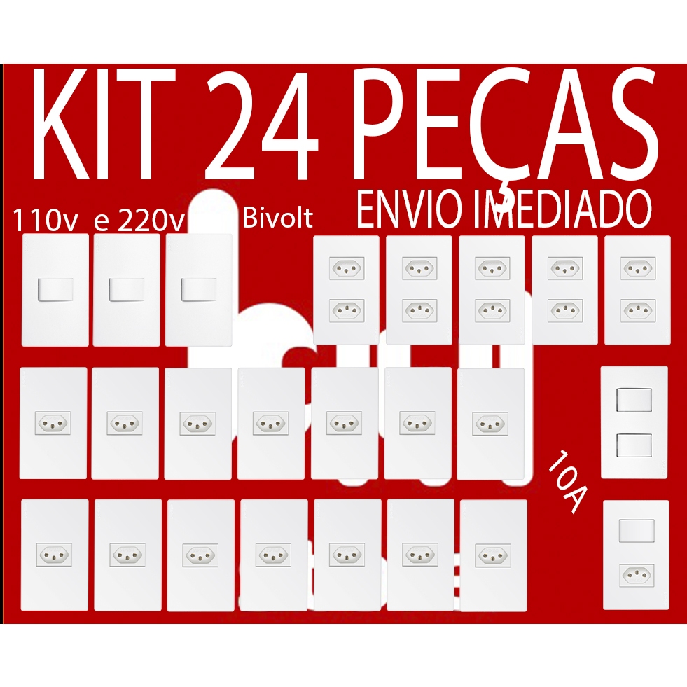 Tomadas E Interruptores (24 Pç) Kit Casa modular Linha WALMA VIVENCE