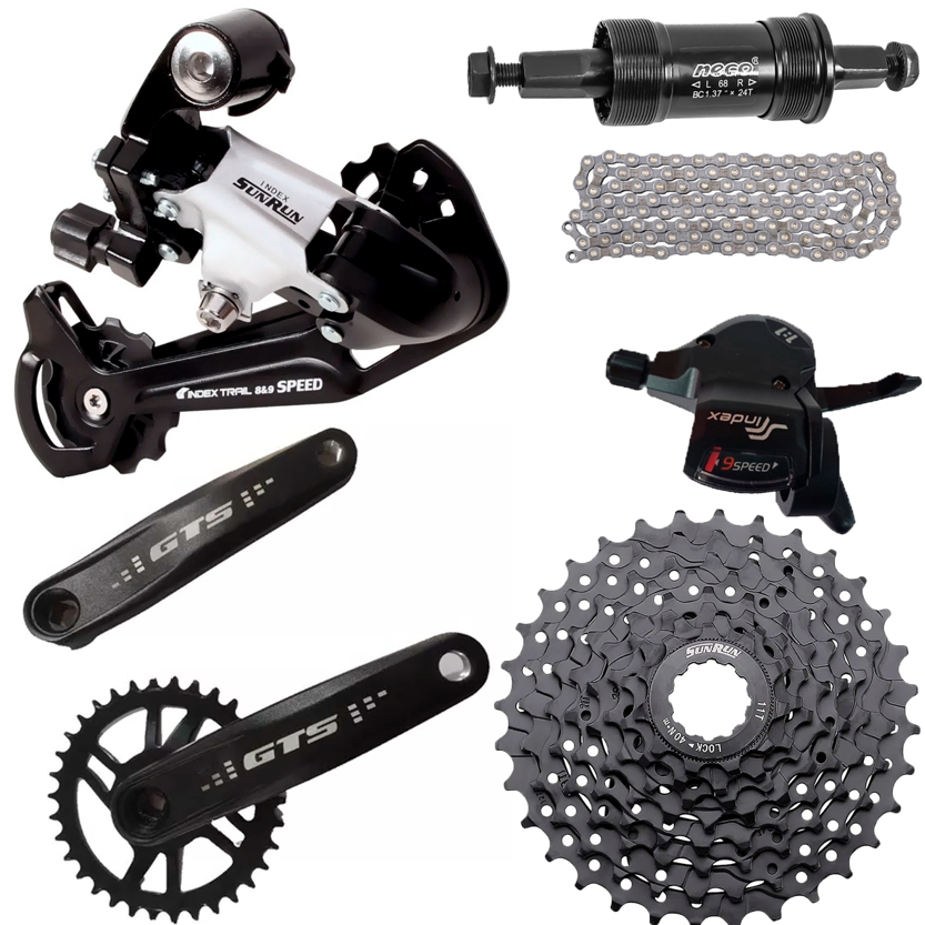 Kit Grupo Transmissão 1x9 Sunrun/absolute/gts Completo 18v