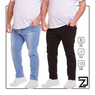 Kit 2 Calças Jeans Plus Size Básica Masculina