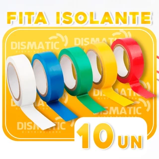 Kit 10 Fita Isolante Colorida Profissional 5 Metros Alta Qualidade Resistente Antichama Eletricista