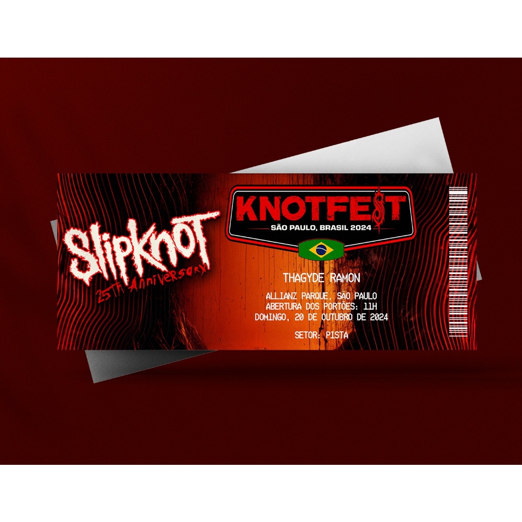 Ingresso Holográfico Personalizado Knotfest Brasil 2024 - Se o frete ficar alto, me chame no chat