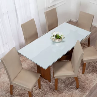 Kit 6 Capas de Cadeira em Malha Luxo Com Elástico Sala de Jantar Cozinha Decoração
