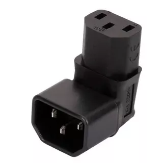 ADAPTADOR AC 2P+T 10A C14 PARA C13 CONVERSOR IEC320 , 3 POLOS, MACHO PARA FÊMEA, 90 GRAUS