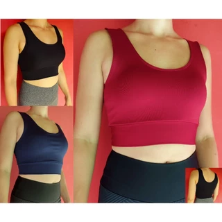 KIT 2 top suplex POLIAMIDA bojo removível tecido duplo com cós largo academia ref866 cropped fitness