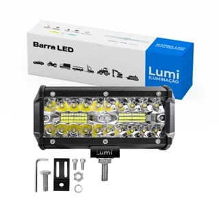 Farol De Barra Alto Potencia  40 LED 120w 12-60V 17cm   IP65 Branco Frio em Oferta na Shopee