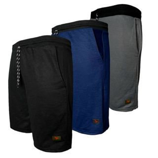 Kit 3 Bermudas Moletom Masculina Academia Fit Treino 3 Cores Lisas