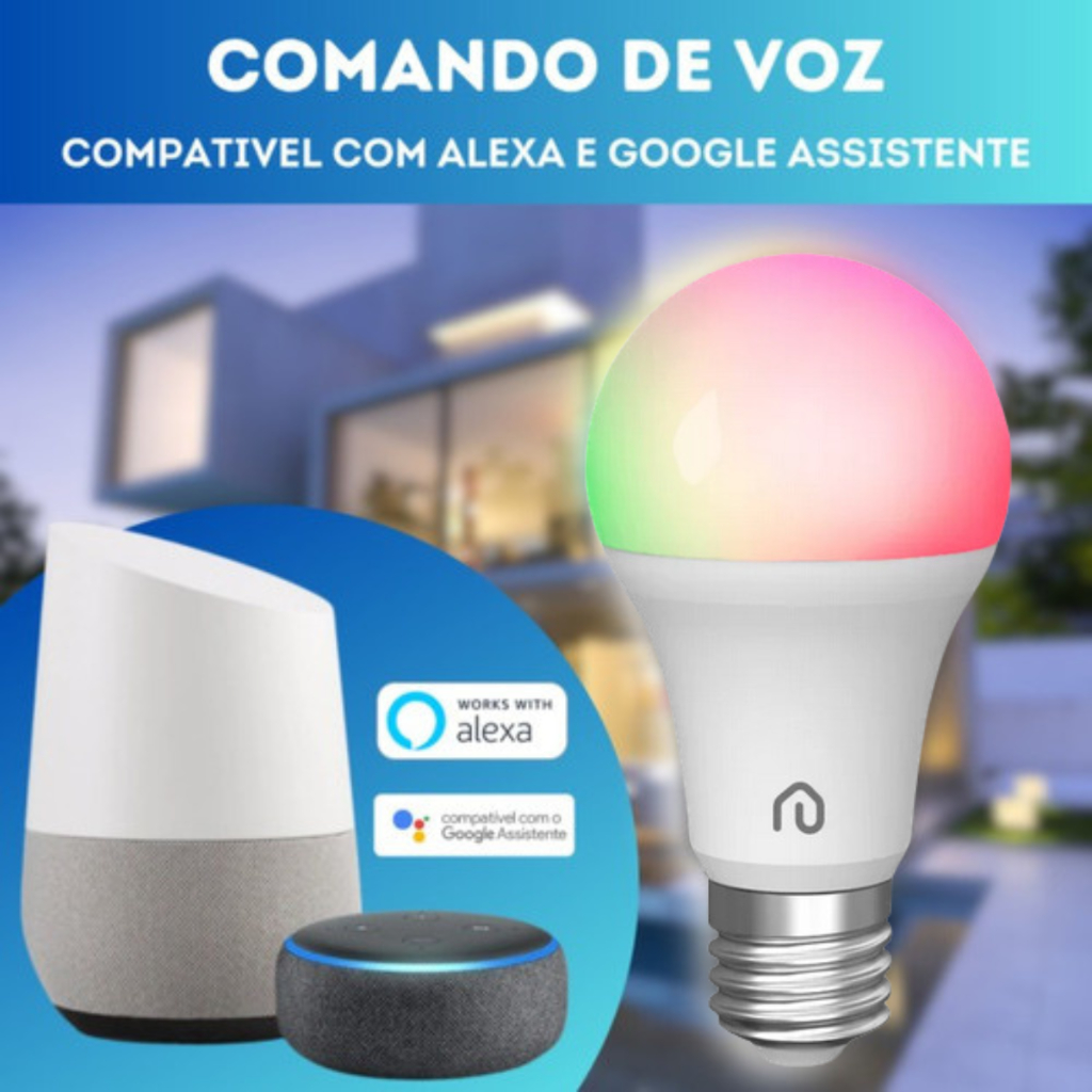 Lâmpada Inteligente Alexa Led Rgb Smart 9W Evolut Wi-Fi E Comando Por Voz