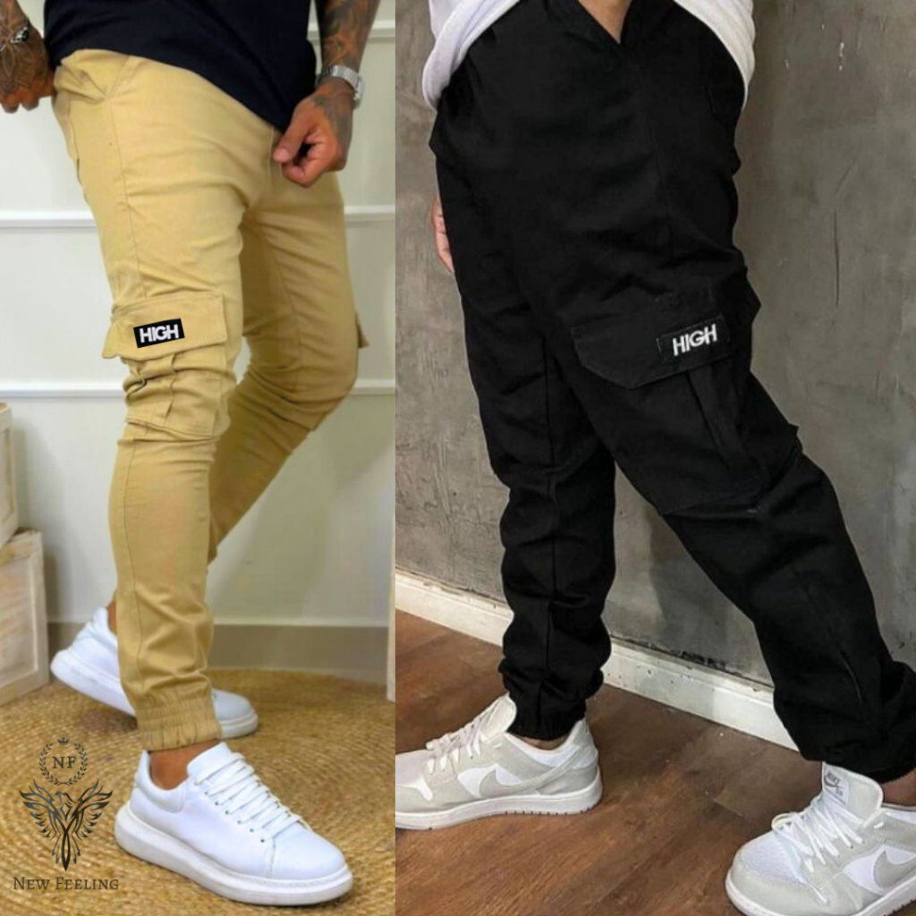 Calças Jogger Cargo Skate Masculinas Premium Com bolso Lateral
