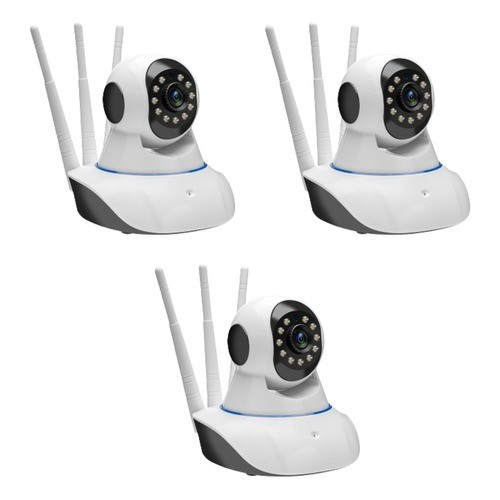 Kit 3 Câmeras Segurança 3 Antenas Ip Wifi Wireless Robô Visão Noturna Yoosee Full HD 360º Baba eletronica
