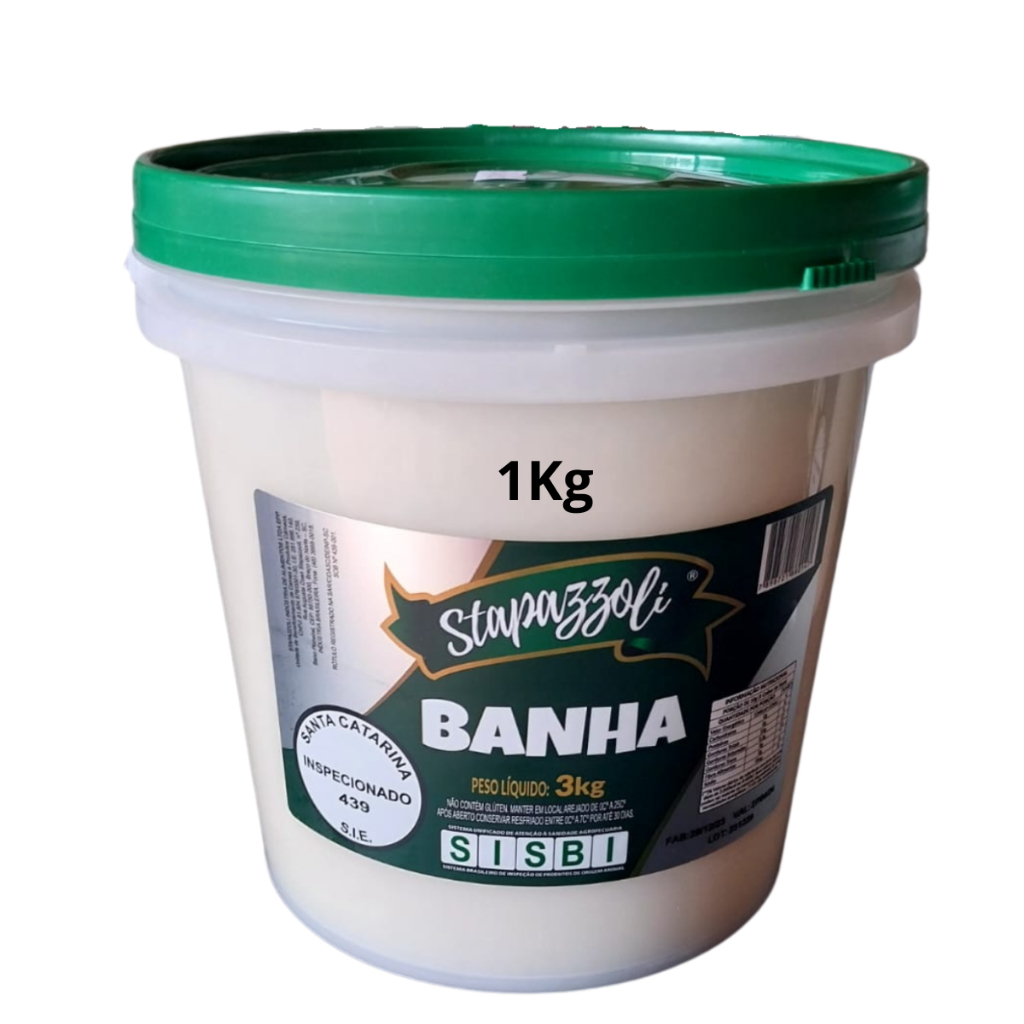 banha 100% de porco pura para fritura e tempero balde 1kg | Shopee Brasil