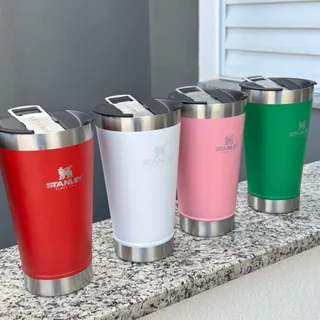 ATACVAREJO-STORE Copo Térmico com logo Inox 473 ml Cores / Tampa e abridor { 5h gelado } preto , branco , vermelho, azul , rosa , verde-NOVIDADES