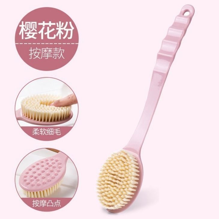 Escova de banho Com Cerdas Macias Cabo Longo de Plástico Coloridas - 34cm