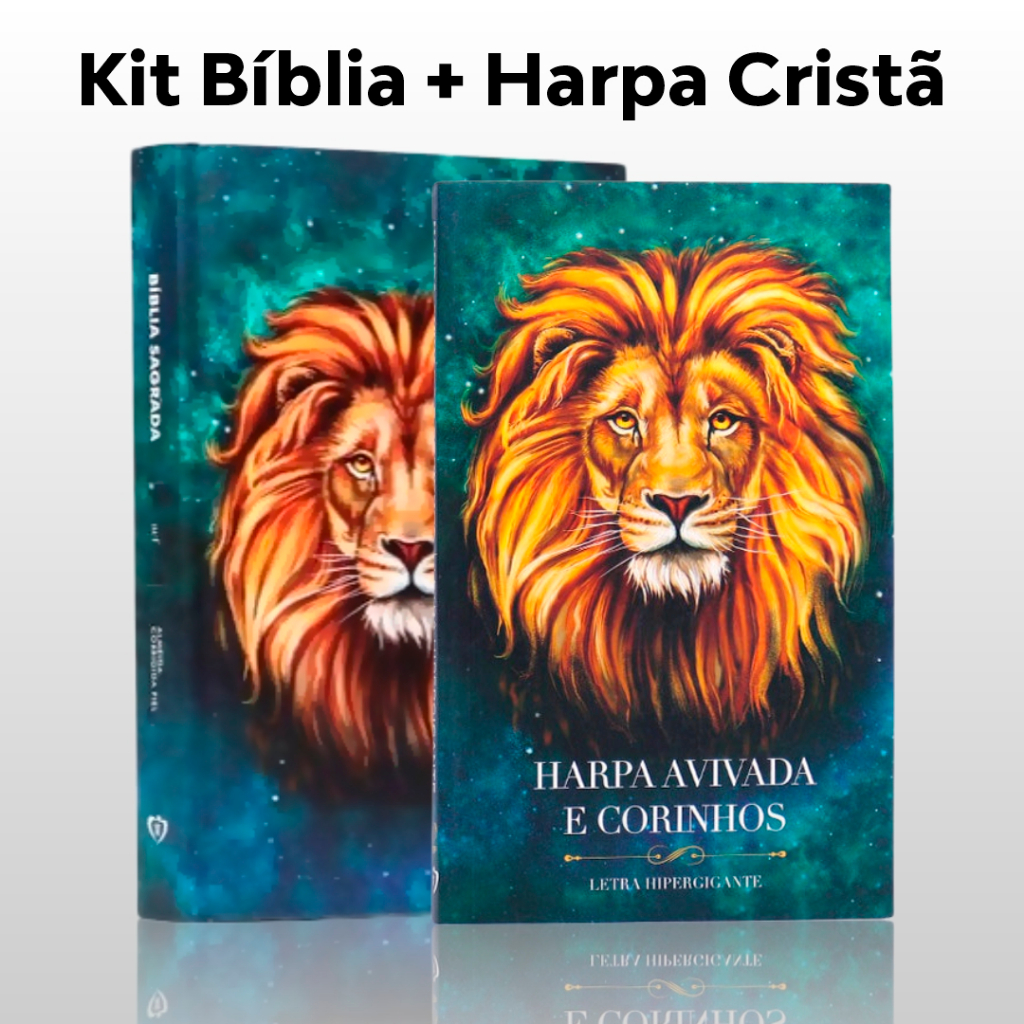 Kit Bíblia ACF Capa Dura + Harpa Cristã e Corinhos Leão Aslam | Shopee ...