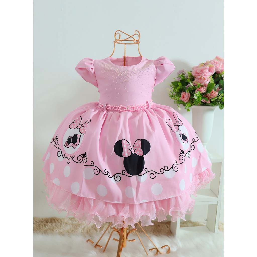 Minnie Vermelho Vestido Da Minnie Rosa Aninho Roupa Minnie