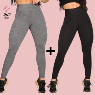 Kit 2 Calça Legging Feminina Academia Suplex Cintura Média Zero Transparência Leg Feminino