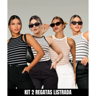KIT COMBO 2 BLUSAS Regata Listrada americana canelado / Ribana grosso Tendência Verão