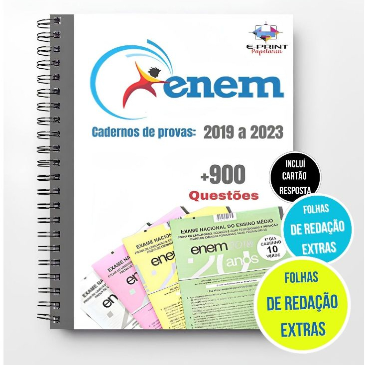 Apostila ENEM 2024 Com 5 ANOS De Provas + Gabaritos + Folhas De Redação ...