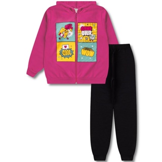 Conjunto Moletom Juvenil Feminino Roupa Menina Inverno 2 Peças - 1 Jaqueta e 1 Calça
