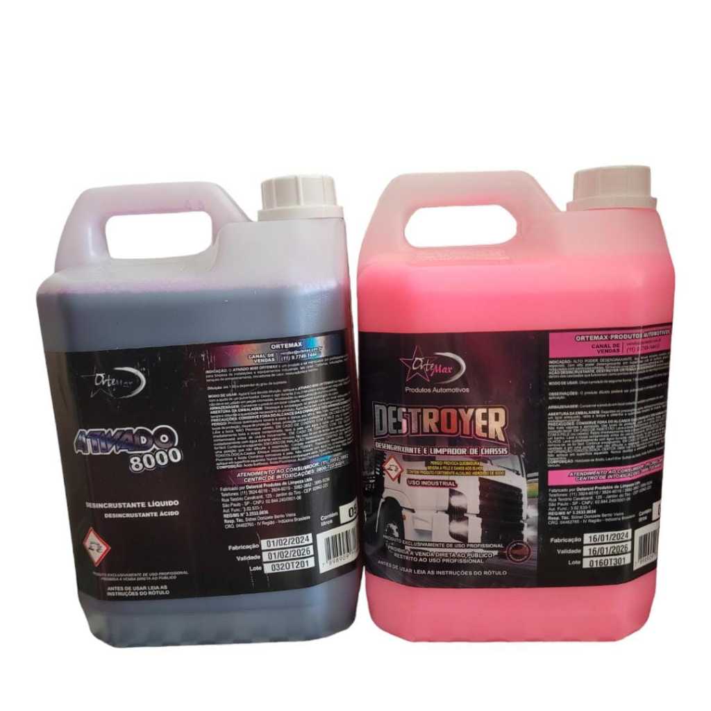 Kit Lava Rápido Solupan Rosa 5L + Limpa Baú Ativado 8000 5L Azul - Ortemax