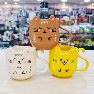 Copo de gato fofo plastico resistente branco/ amarelo/ marrom 200ml/caneca infantil/presentes