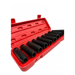 Kit De Soquete De Impacto Longo 1/2 9 pecas 10 A 22mm Corneta