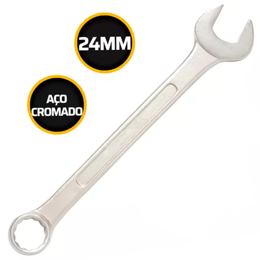 Chave Combinada Aço Forjado 24mm Boca Estrela Acabamento Cromado