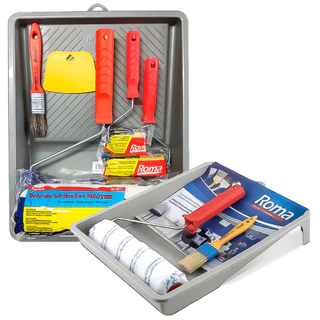 Kit Jogo De Pintura Flex 3 - 5 Peças  Rolo - Bandeja - Misturador De Tinta - Bandeja Pincel Roma em Oferta na Shopee
