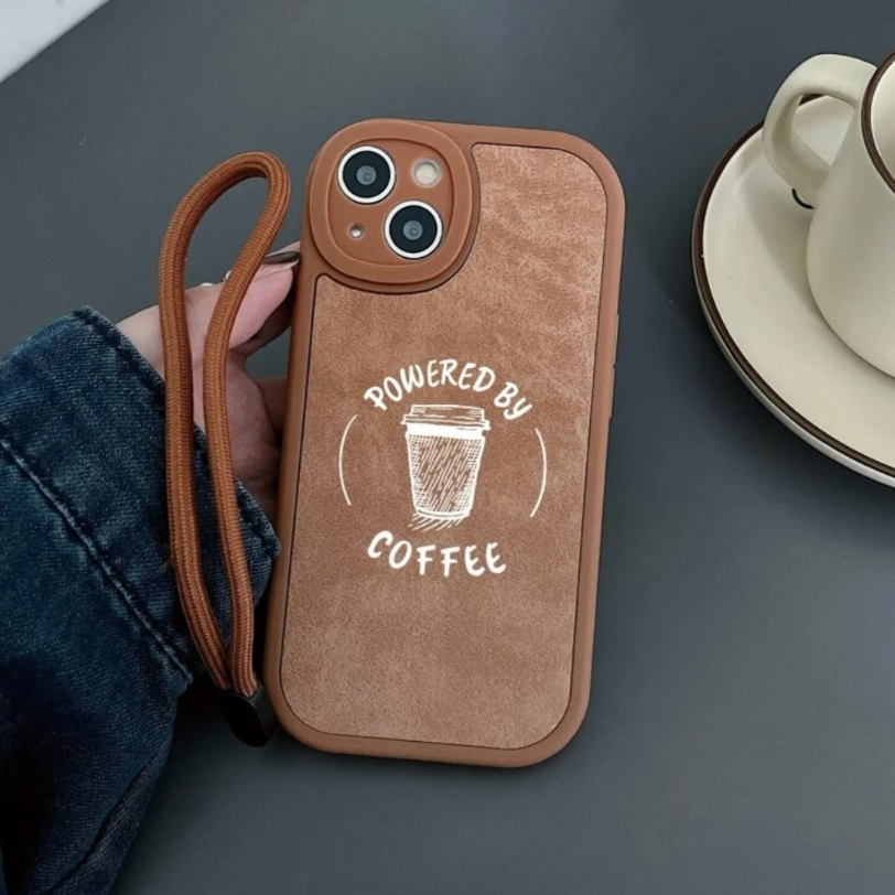 Capa Capinha iPhone 7 8 Plus Se X Xr 11 12 13 14 15 Pro Max Case Coffee Cordinha de Mão Caso Protege Câmera Cafe