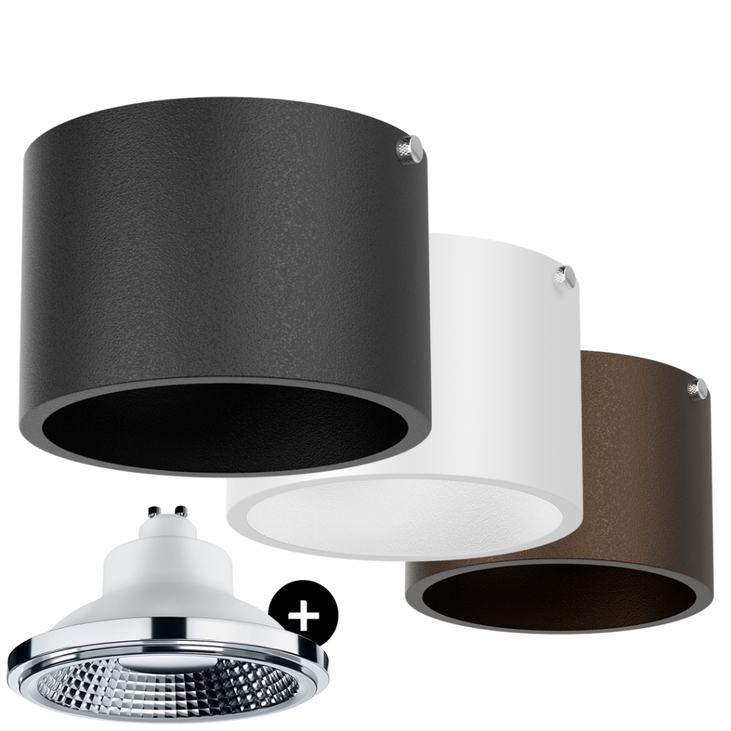 3x Spot Sobrepor Teto Beiral MF203 + LED AR111