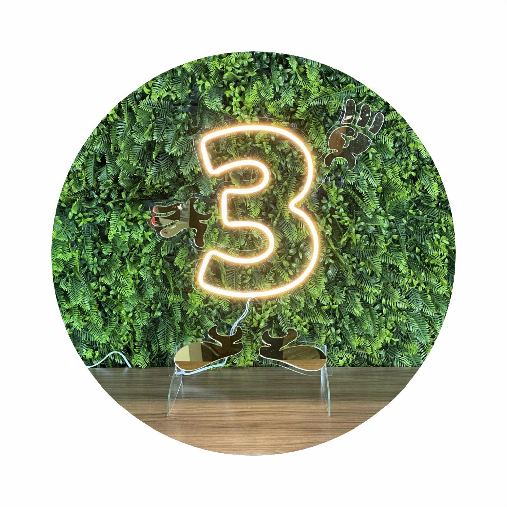 Painel Led Neon Número 3 Três Animado Para Sua Festa Decoração Infantil ...